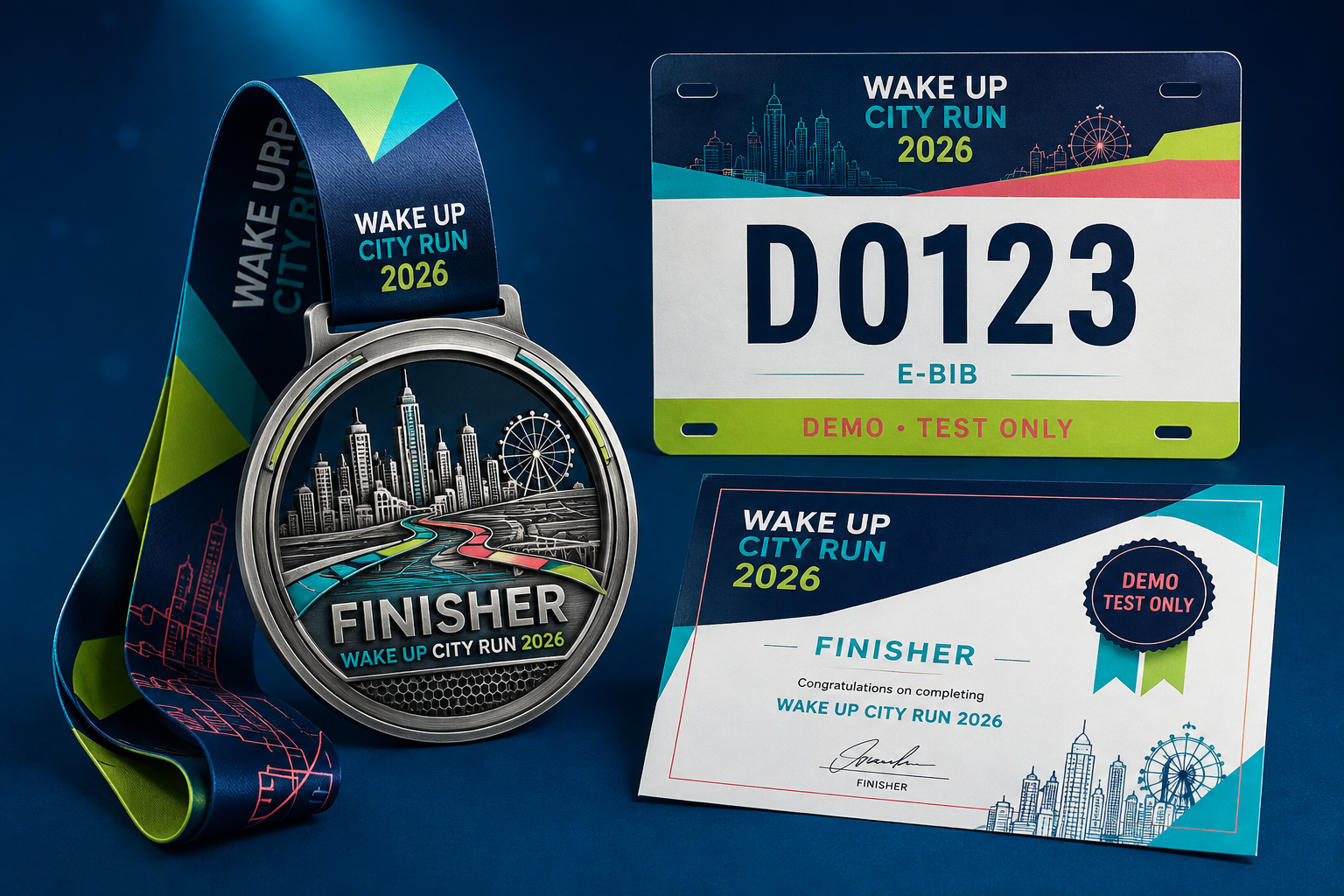 ตัวอย่างพื้นหลัง E-BIB Wake Up City Virtual Run 2026